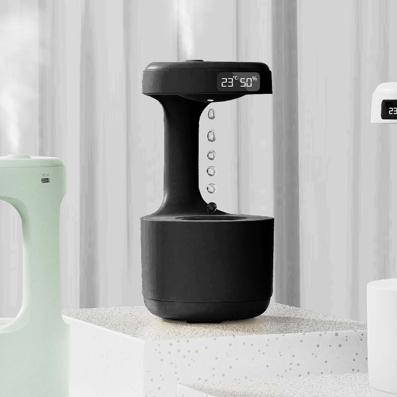 Anti-Gravity Humidifier with Clock & Water Drop Aroma Diffuser