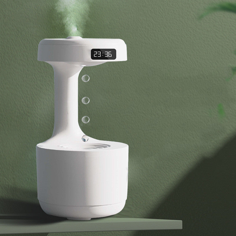 Anti-Gravity Humidifier with Clock & Water Drop Aroma Diffuser