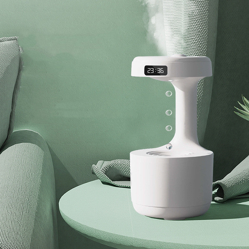 Anti-Gravity Humidifier with Clock & Water Drop Aroma Diffuser