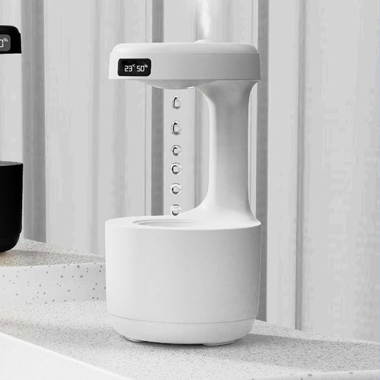 Anti-Gravity Humidifier with Clock & Water Drop Aroma Diffuser