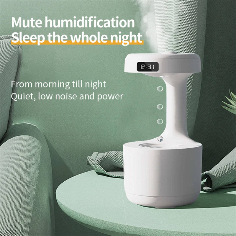 Anti-Gravity Humidifier with Clock & Water Drop Aroma Diffuser