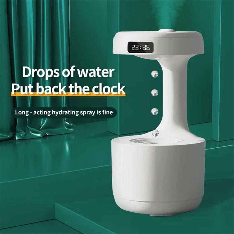 Anti-Gravity Humidifier with Clock & Water Drop Aroma Diffuser