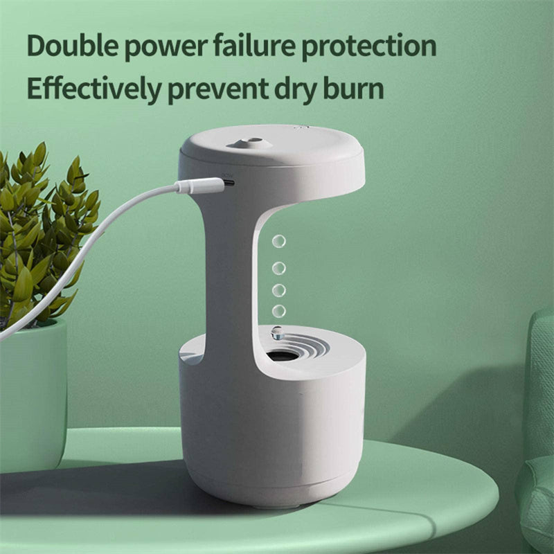 Anti-Gravity Humidifier with Clock & Water Drop Aroma Diffuser