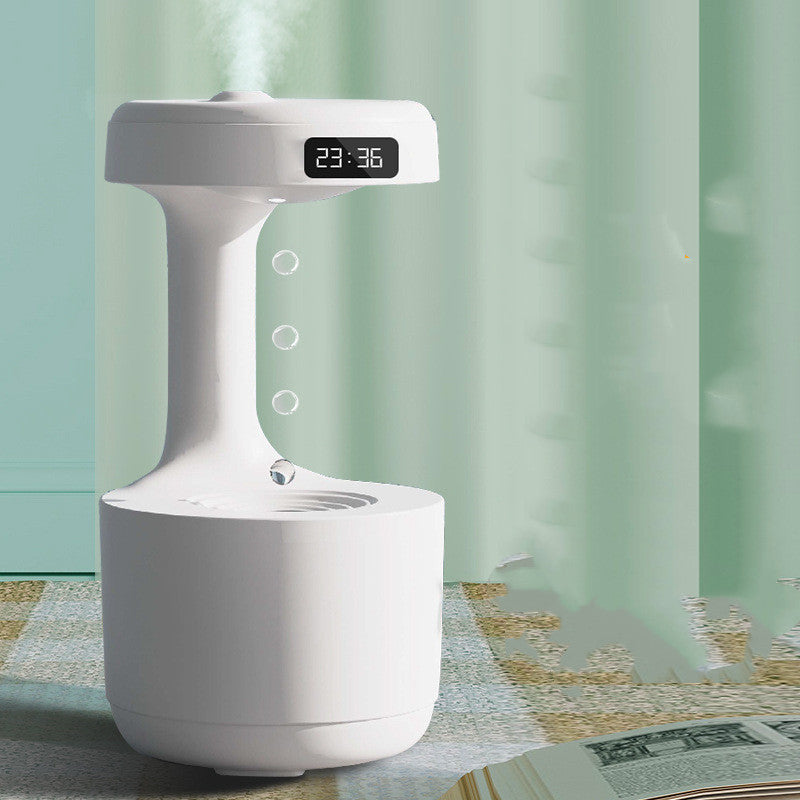 Anti-Gravity Humidifier with Clock & Water Drop Aroma Diffuser